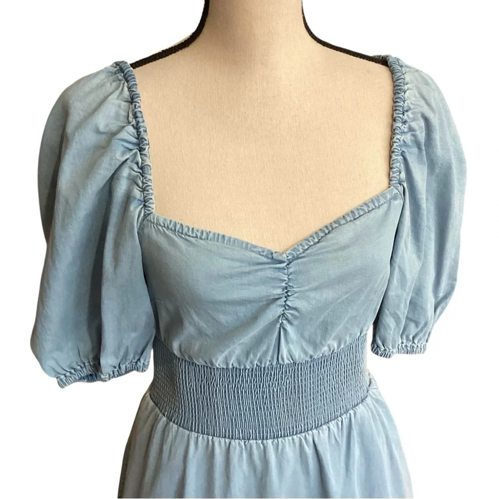 Bar III Chambray Smocked‎ Waist Mini Dress Size Small Style 100124222